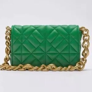NWOT Zara Green Quilted Shoulder Bag
